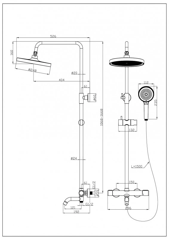 Душевая стойка ESBANO CELINE (DS-GM) оружейная сталь
