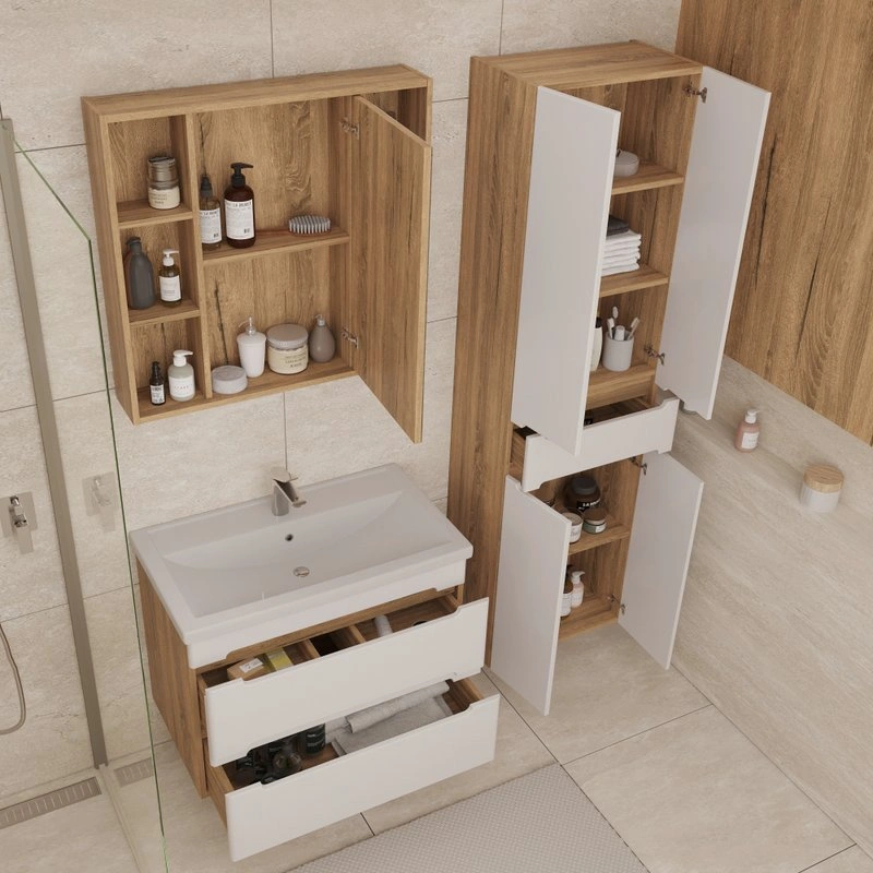 Шкаф-пенал напольный/подвесной SanStar Diva/Модена 50 белый, дуб вотан