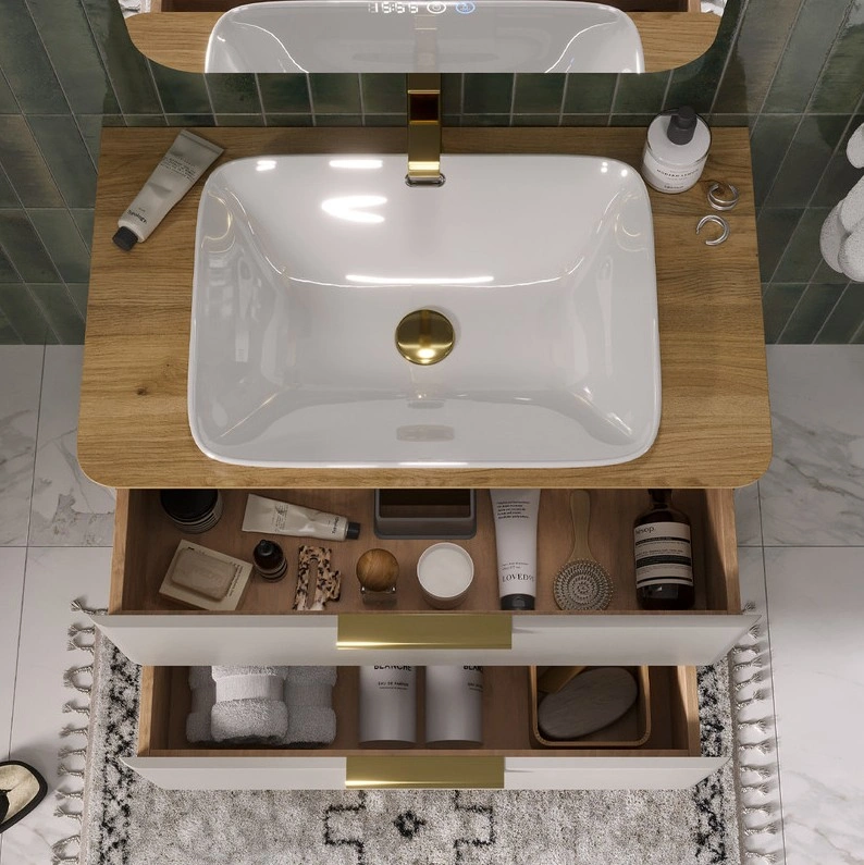 Тумба подвесная со столешницей EQUIL Desert 80 с раковиной (Е408D), амарок