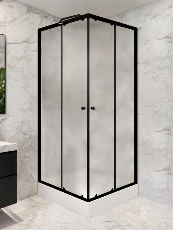 Душевой уголок Parly ZFQ911B 90х90 см, с низким поддоном, профиль матовый черный, стекло прозрачное