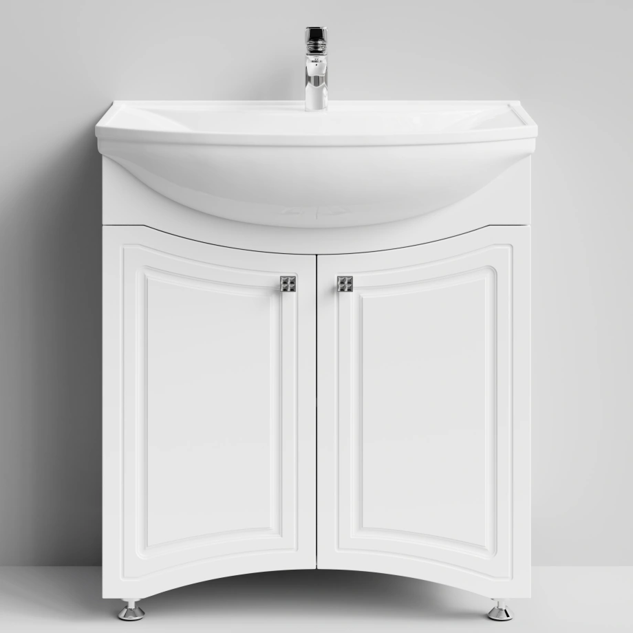 Тумба с раковиной Адам 75 напольная, белый глянец