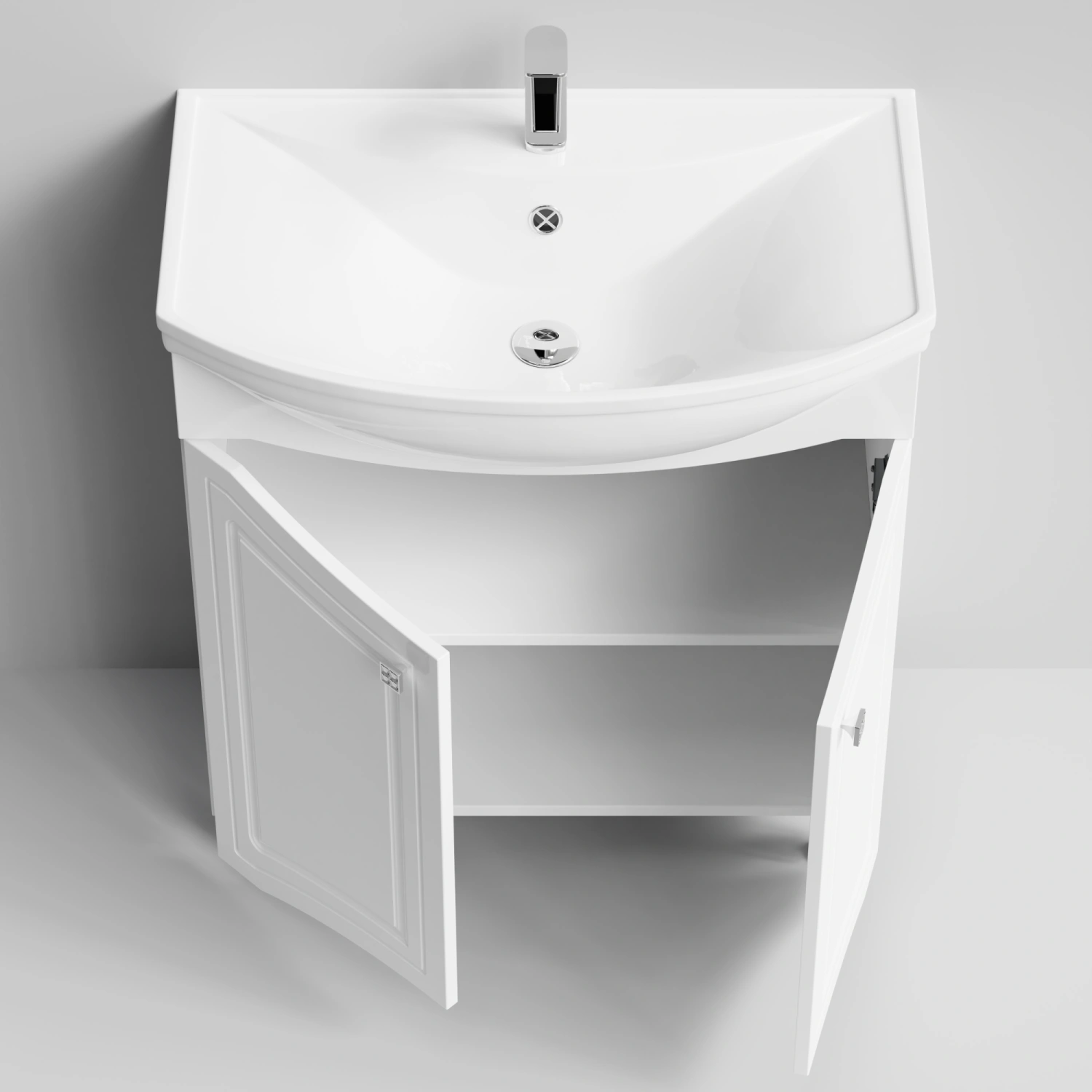 Тумба с раковиной Адам 75 напольная, белый глянец