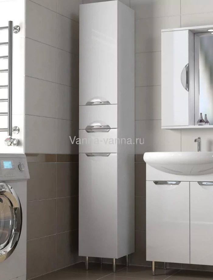 Пенал Emmy Милли 40 L/R напольный, с корзиной, белый