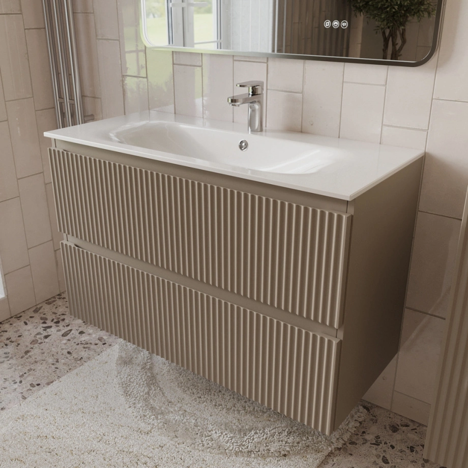 Тумба с раковиной подвесная (100 см) Terminus Sicilia SIC101002200501O, капучино