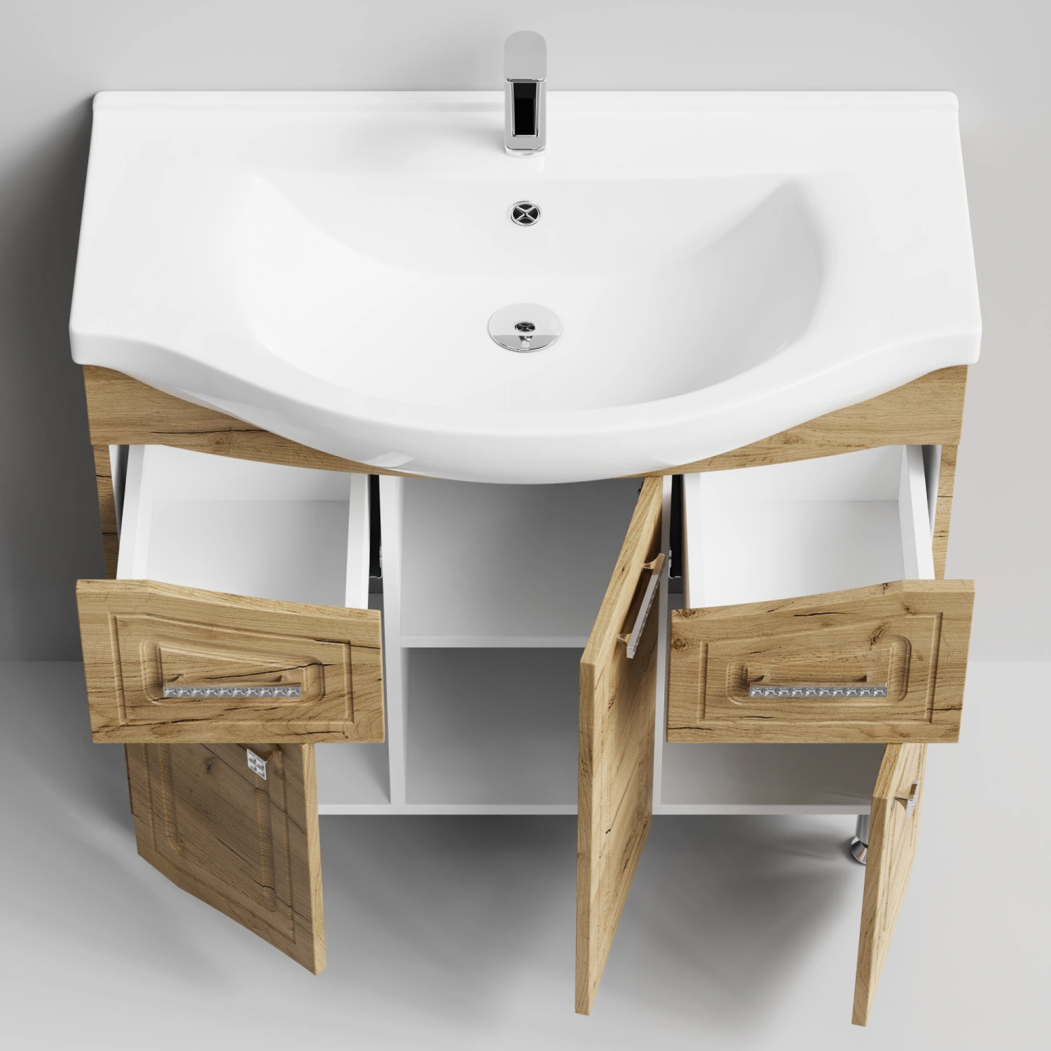 Тумба с раковиной Адам 90 напольная, Дуб Тортуга, петли справа