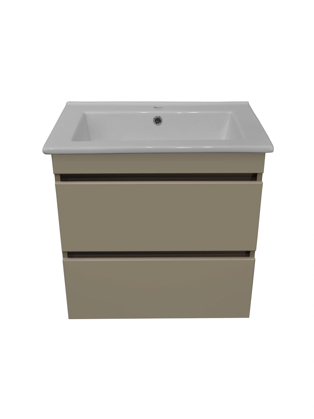 Тумба подвесная Runo Манхэттен 65 с раковиной Оскар 65, какао/бежевая