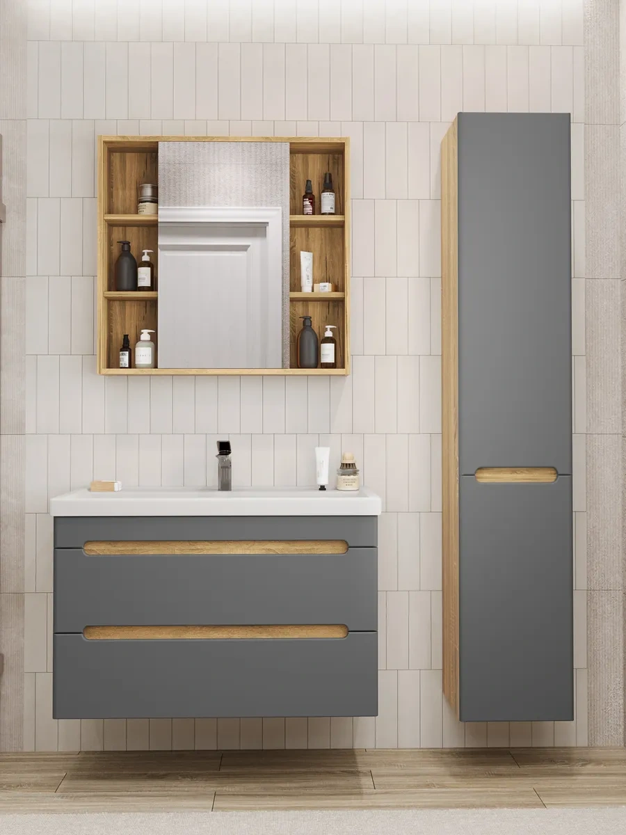 Тумба подвесная SanStar Diva 100 с раковиной Фостер 100, Gold Craft