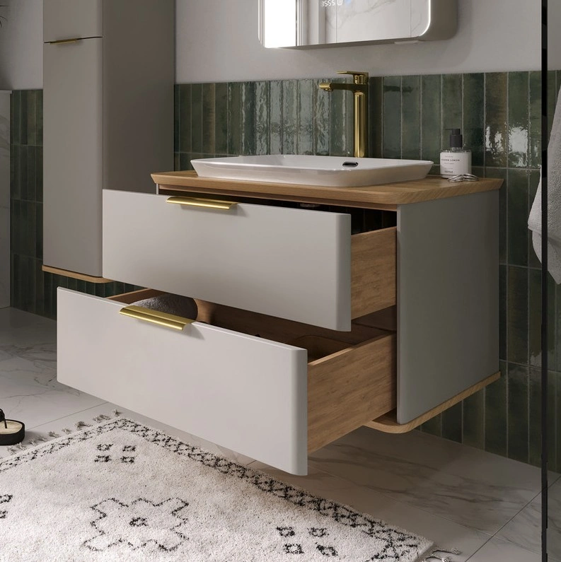 Тумба подвесная со столешницей EQUIL Desert 80 с раковиной (Е408D), амарок