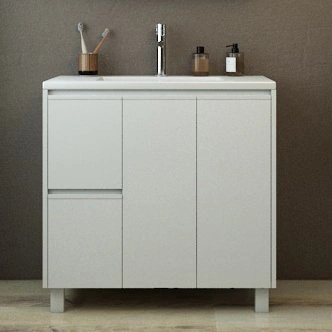 Тумба с раковиной Emmy Вега 90 напольная, 2 ящика, 2 двери, белый