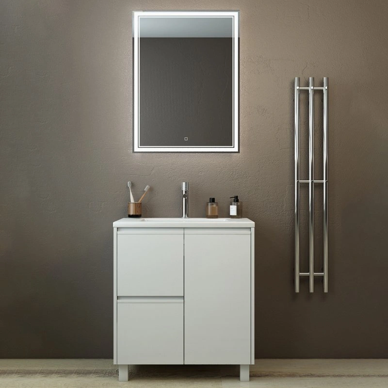 Тумба с раковиной Emmy Вега 70 напольная, 2 ящика, 1 дверь, белый