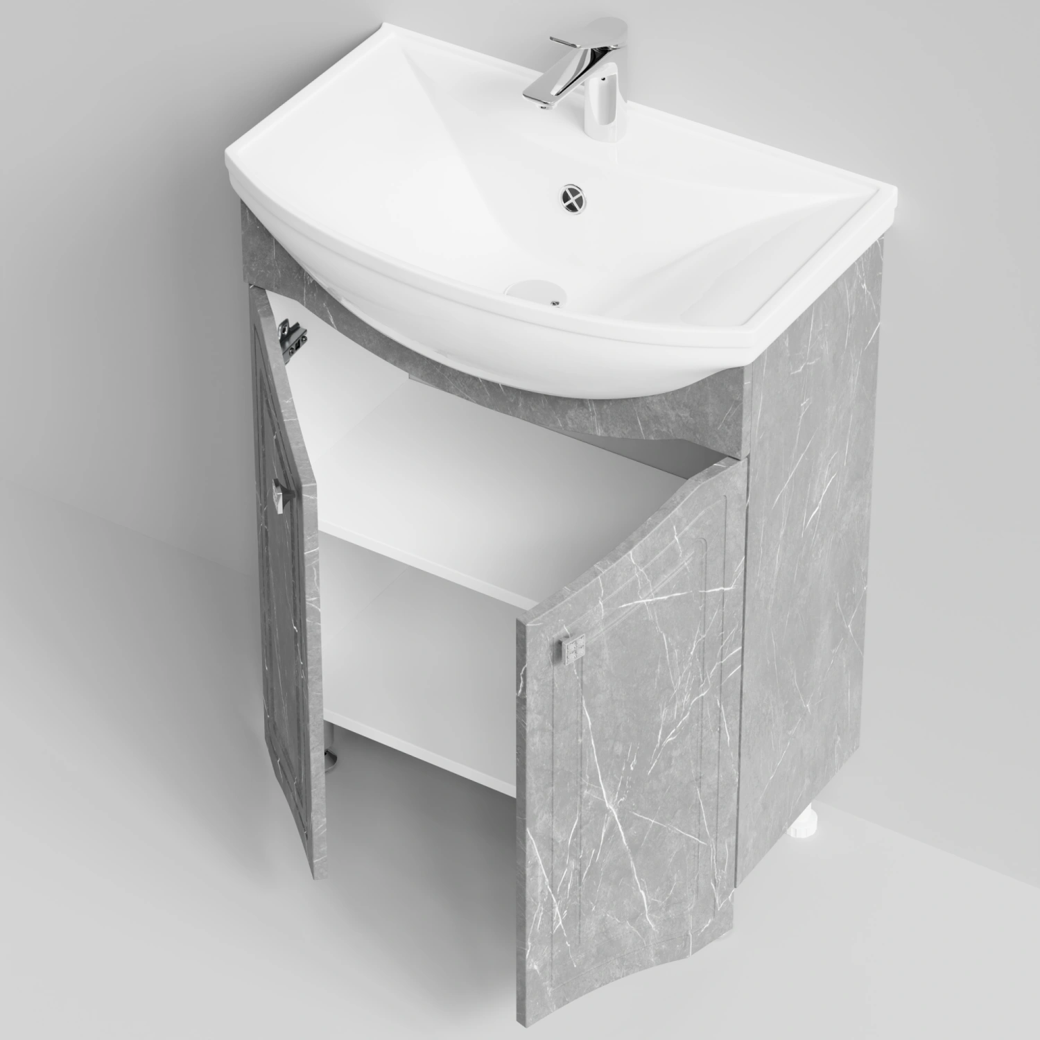 Тумба с раковиной Адам 65 напольная, Мрамор Серый софт тач