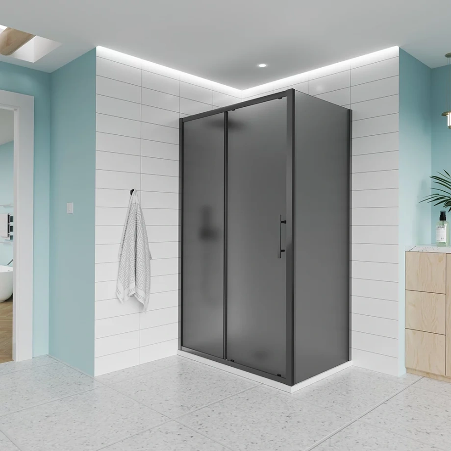 Душевой угол Veconi Evo 100SP B 1300х1100x1950, черный матовый, тонированное стекло