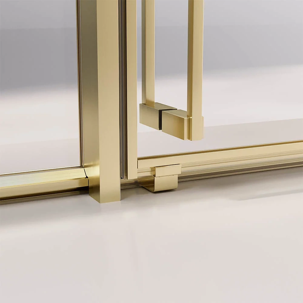 Душевой угол раздвижной Veconi Premium Ptato 300 SP G-R, 1300х1000x2000, золото брашированный, стекло прозрачное