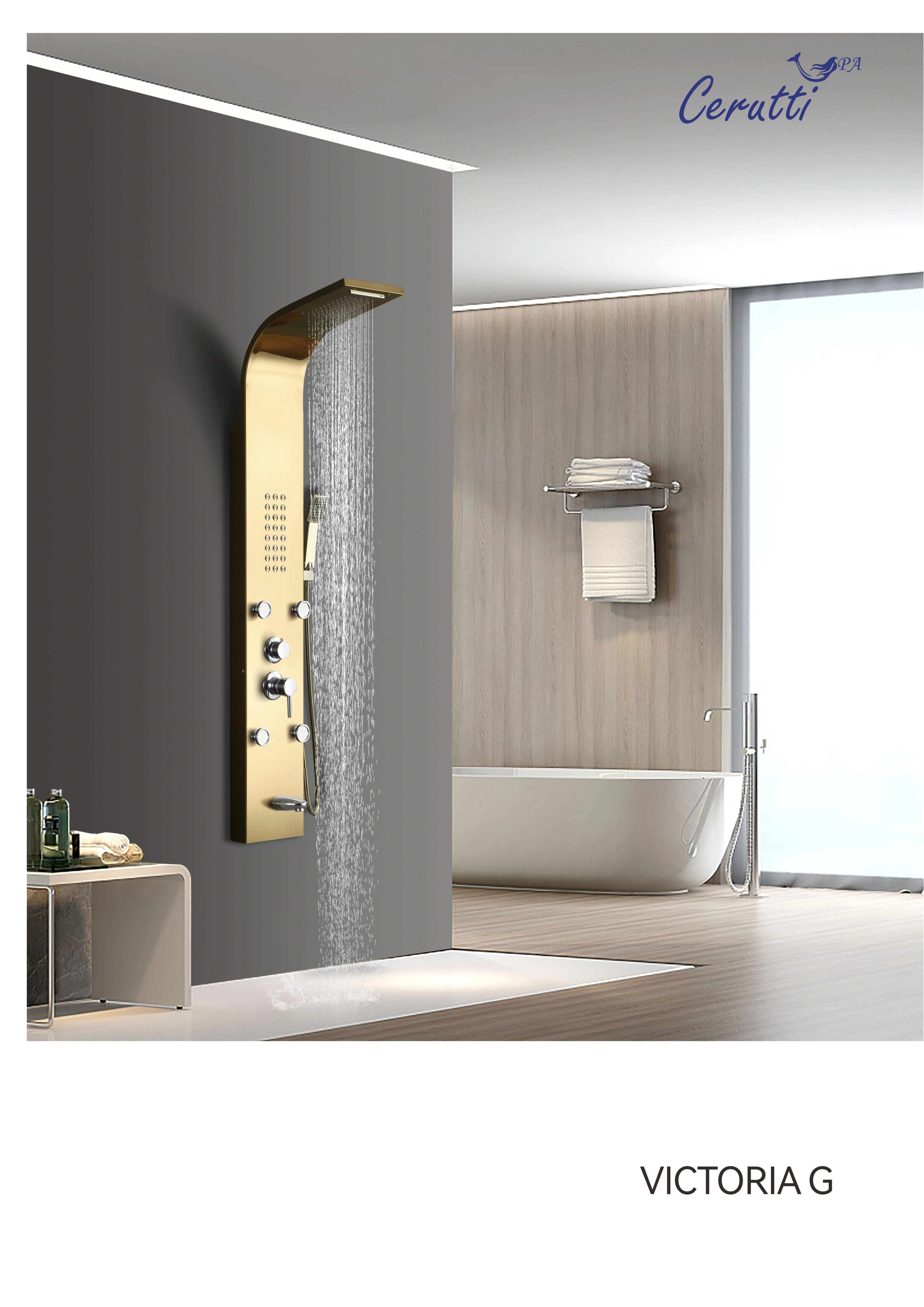 Душевая панель Ceruttispa VICTORIA G CT9978 золото