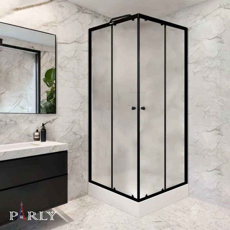 Душевой уголок Parly ZFQ911B 90х90 см, с низким поддоном, профиль матовый черный, стекло прозрачное