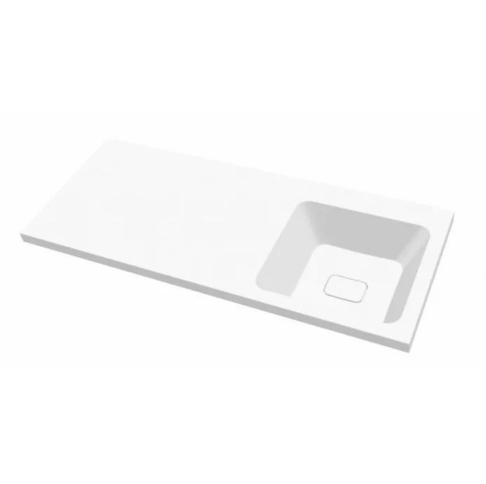 Тумба напольная Emmy Милли 57 с раковиной Аванти 120 R под стиральную машину, с 2-я ящиками, правая, белая