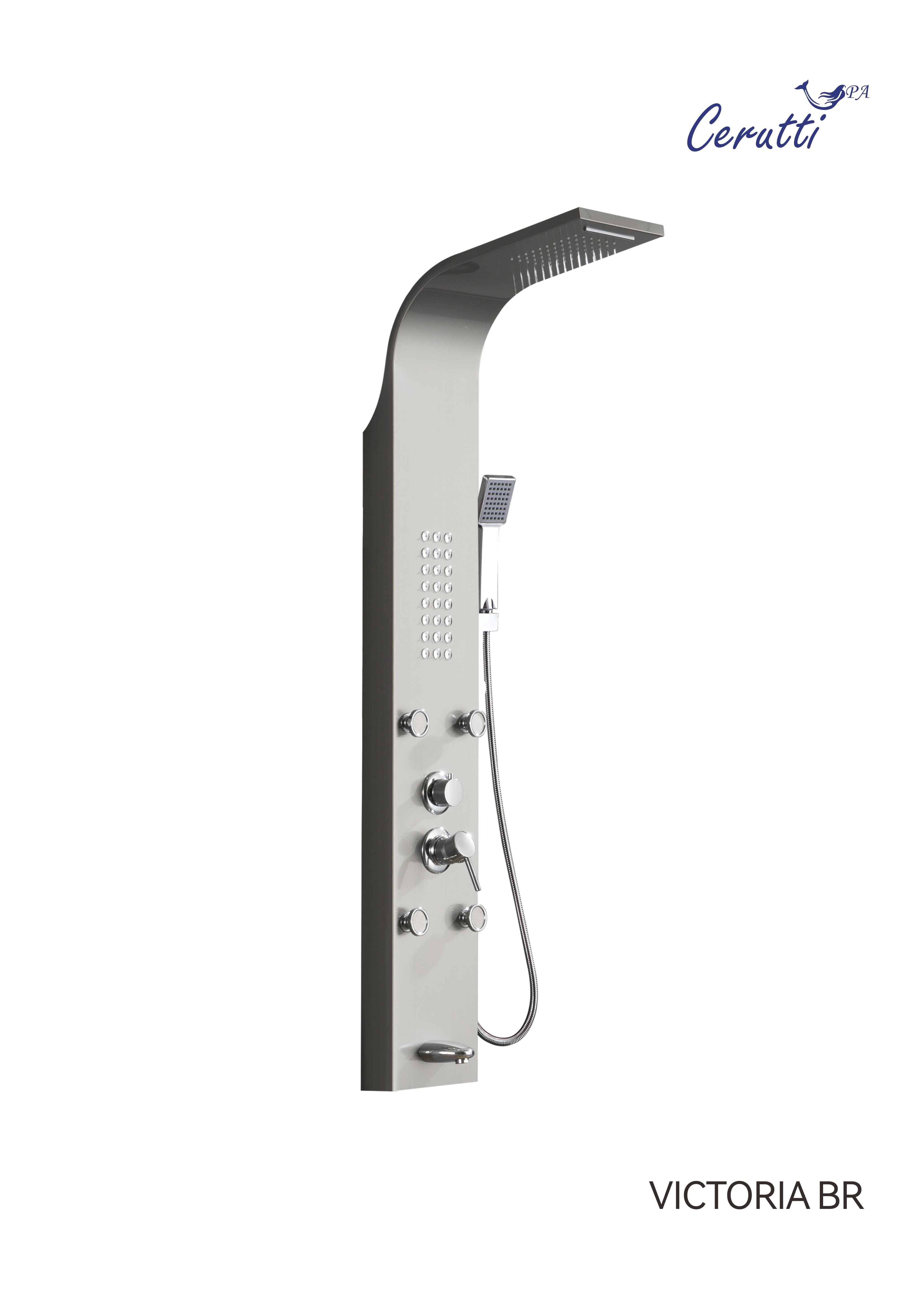 Душевая панель Ceruttispa VICTORIA BR CT9980 матовая нержавеющая сталь