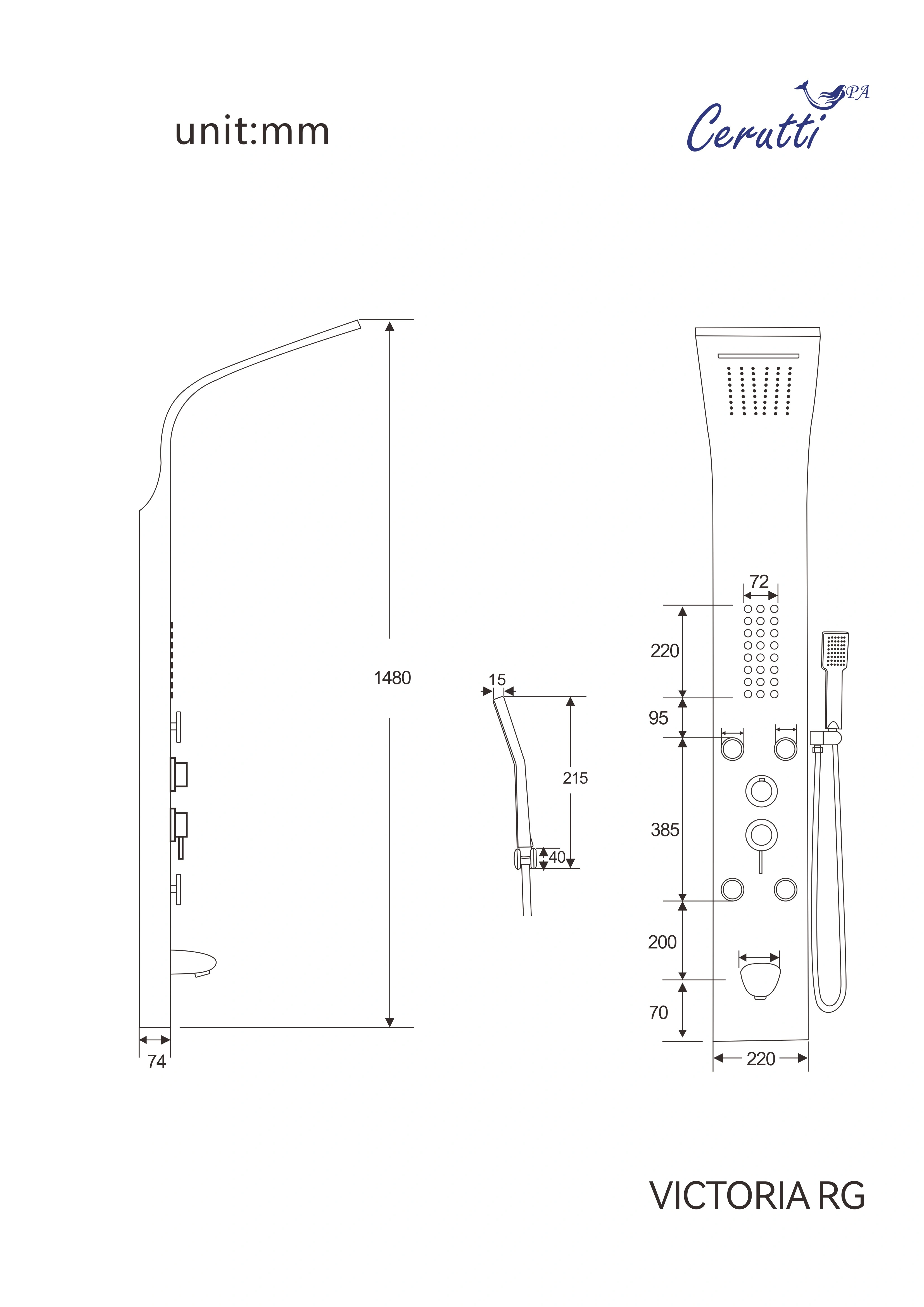 Душевая панель Ceruttispa VICTORIA RG CT9977 розовое золото