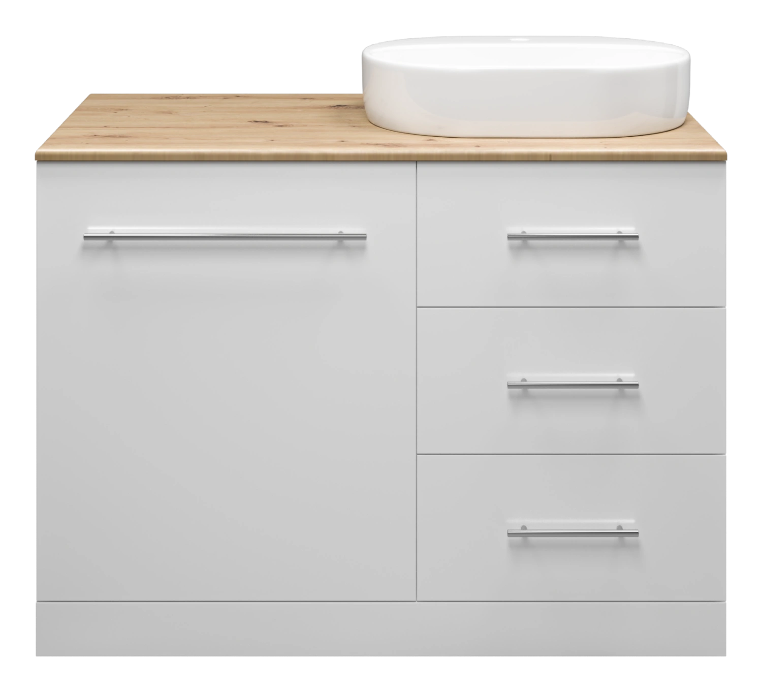 Тумба с раковиной Misty Респект 120 под стиральную машину R, белый