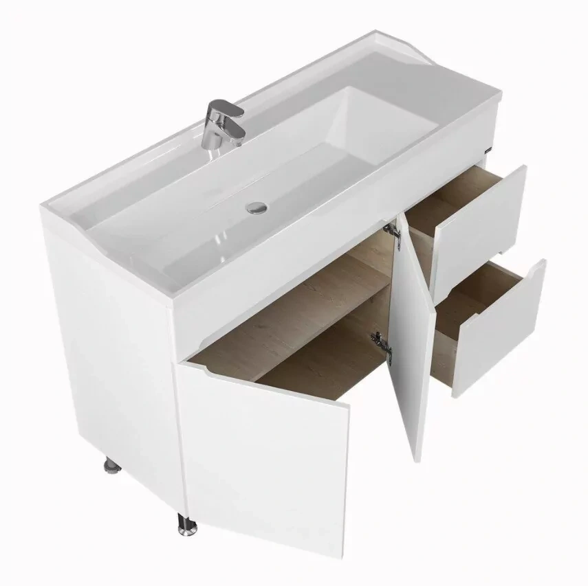 Тумба напольная Санта Лондон 120 с раковиной Сириус 120, 2 ящика, белая