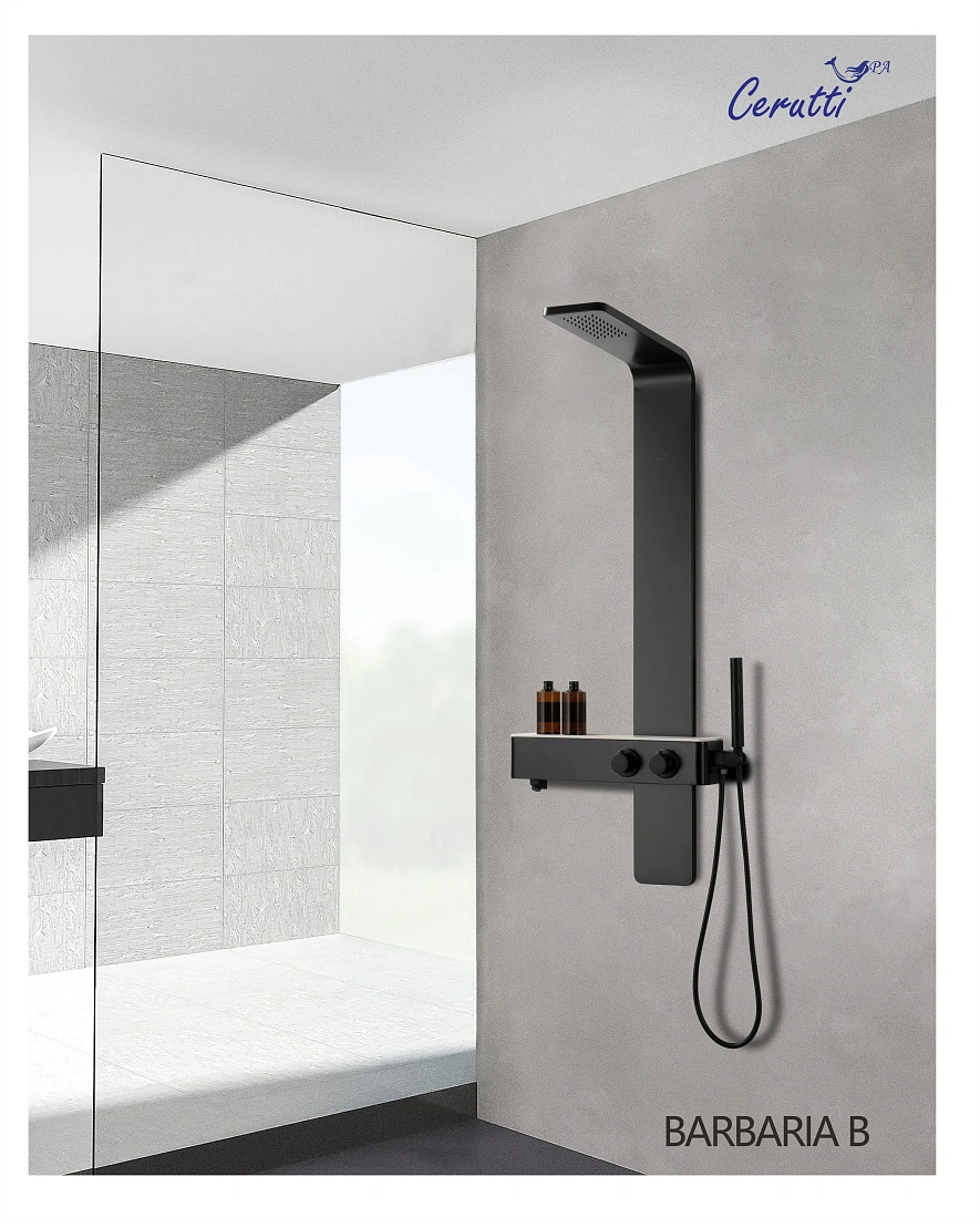Душевая панель Ceruttispa BARBARIA B CT9657 из нержавеющей стали, цвет черный