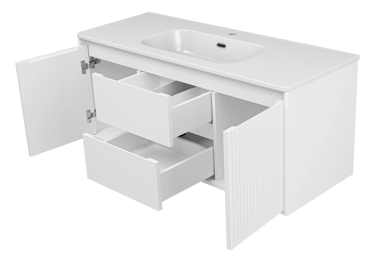 Тумба с раковиной Brevita Wine 120 подвесная (белая) с раковиной Brevita Onda 120