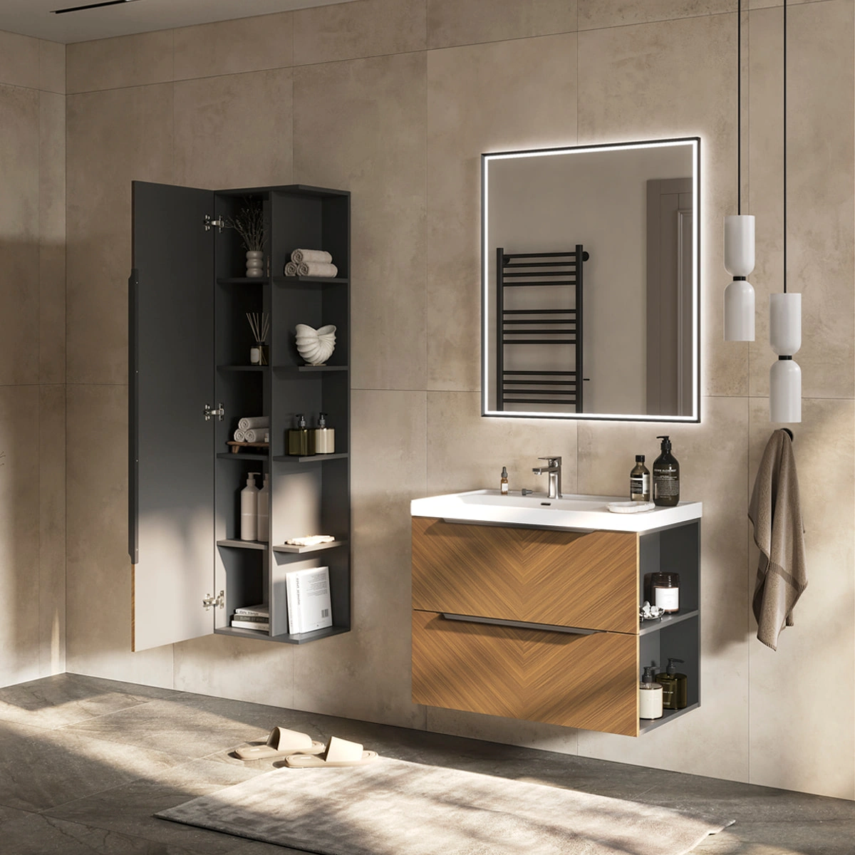 Пенал EQUIL Forest 40 подвесной орех/графит, L/R