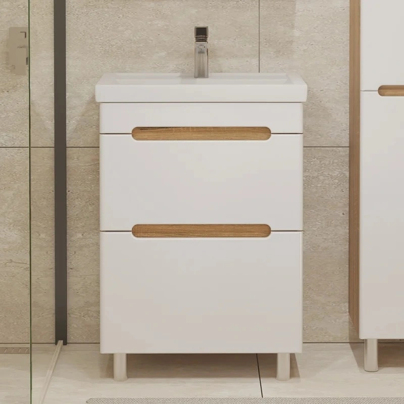 Тумба напольная SanStar Diva 60 с раковиной Фест 60 белый, дуб вотан