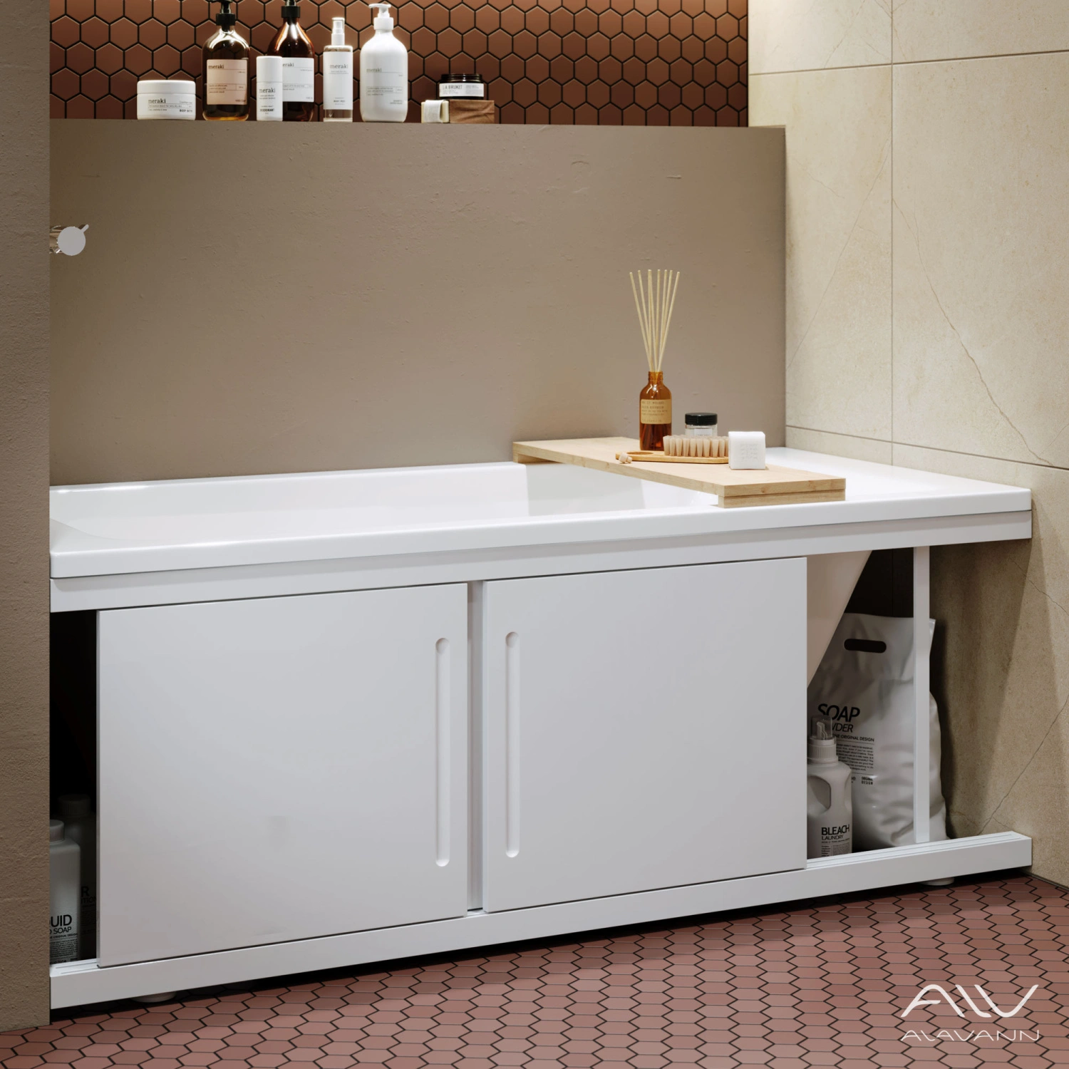 Экран под ванну Alavann Alt Plus 170 раздвижной белый