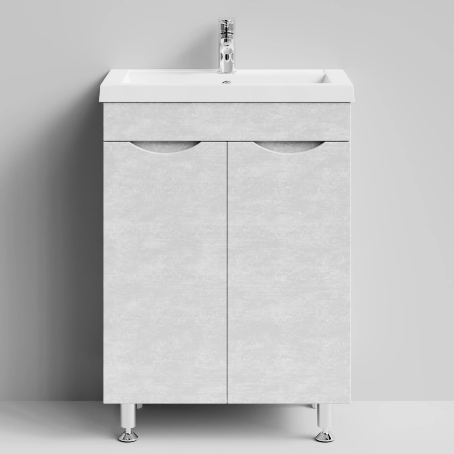 Тумба с раковиной Vod-ok Смайл 58 напольная, Белый камень