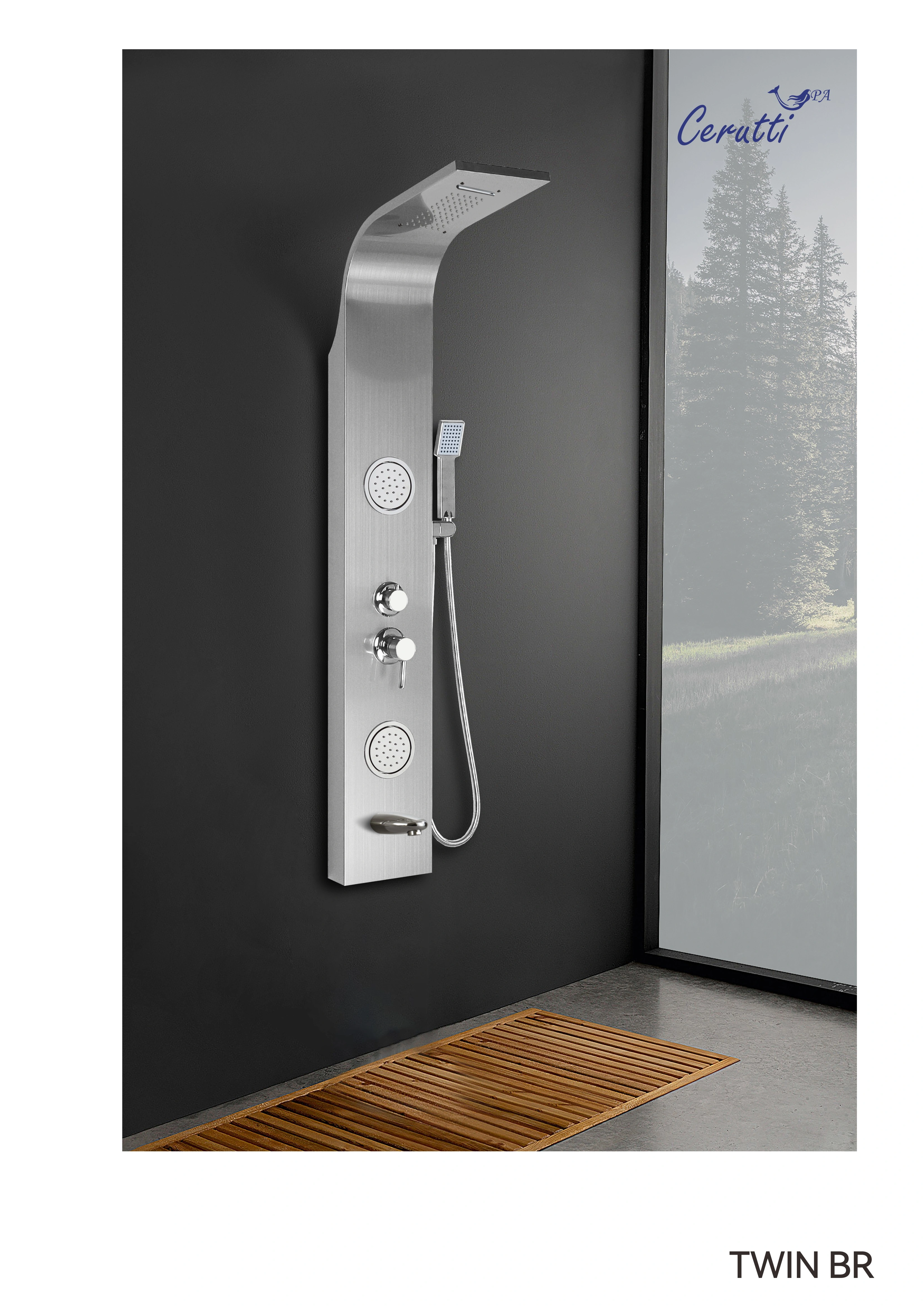 Душевая панель Ceruttispa TWIN BR CT9988 матовая нержавеющая сталь