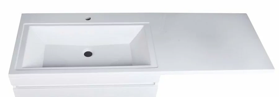 Тумба подвесная Style Line Даллас 150 люкс plus ПВХ с раковиной Даллас 150 под стиральную машину, 2 ящика, левая, белая