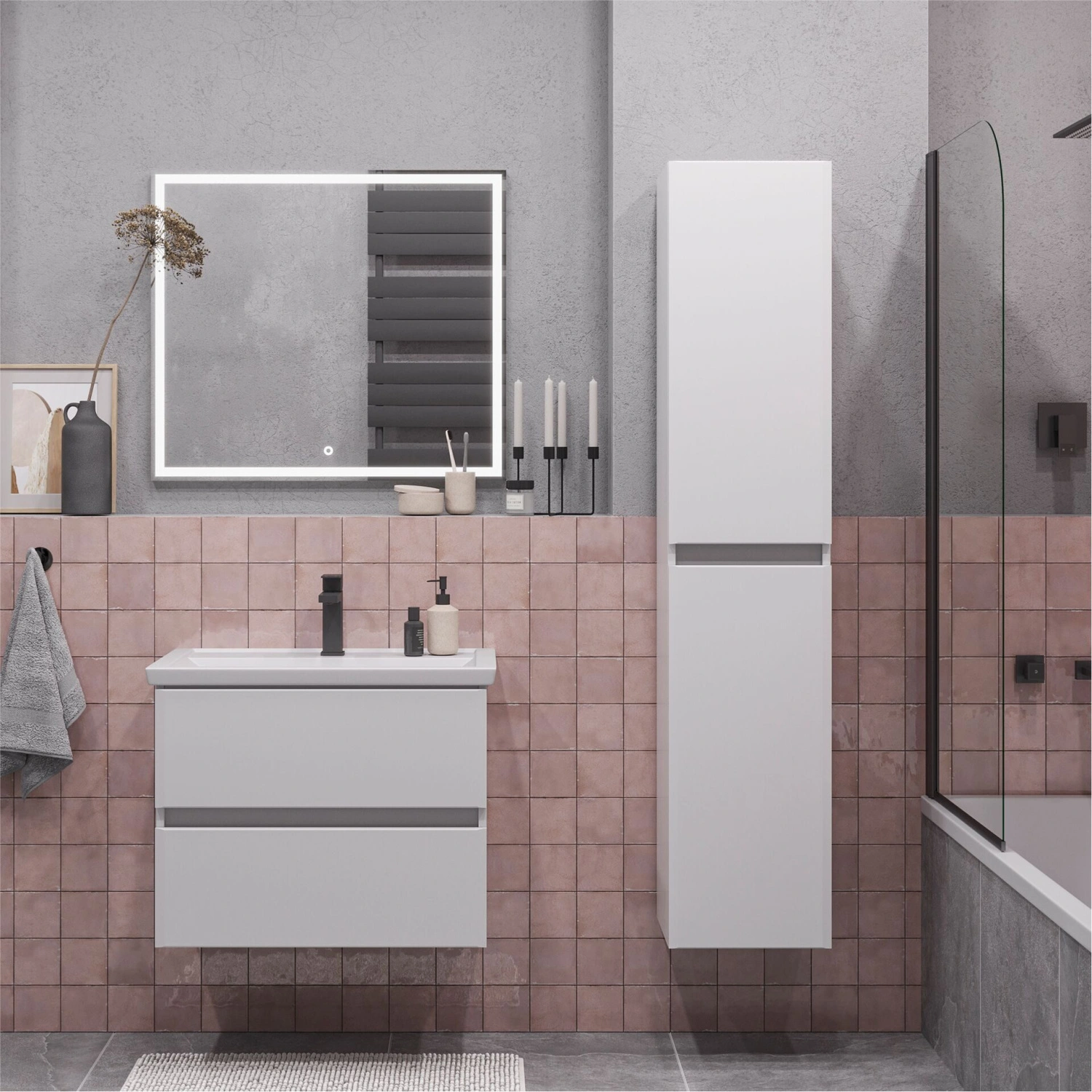 Тумба подвесная SanStar Велья 70 с раковиной Como 70, белая