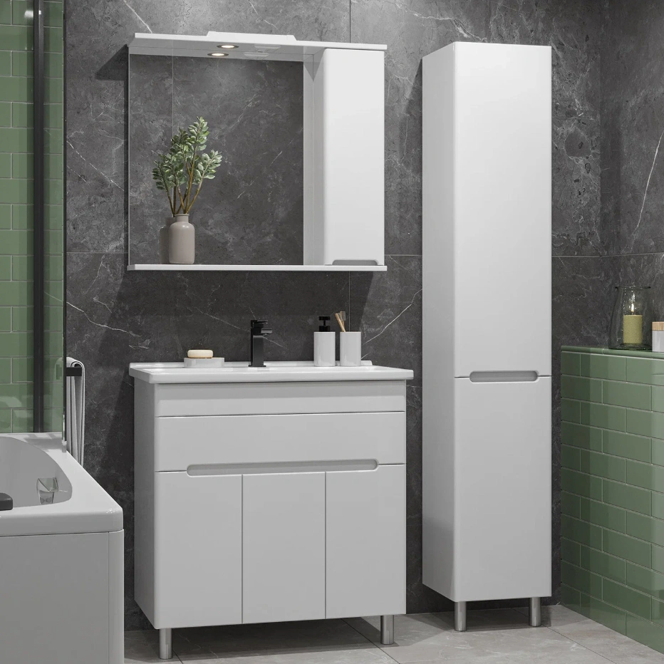 Тумба напольная SanStar Модена 80 с раковиной Фостер 80, белая