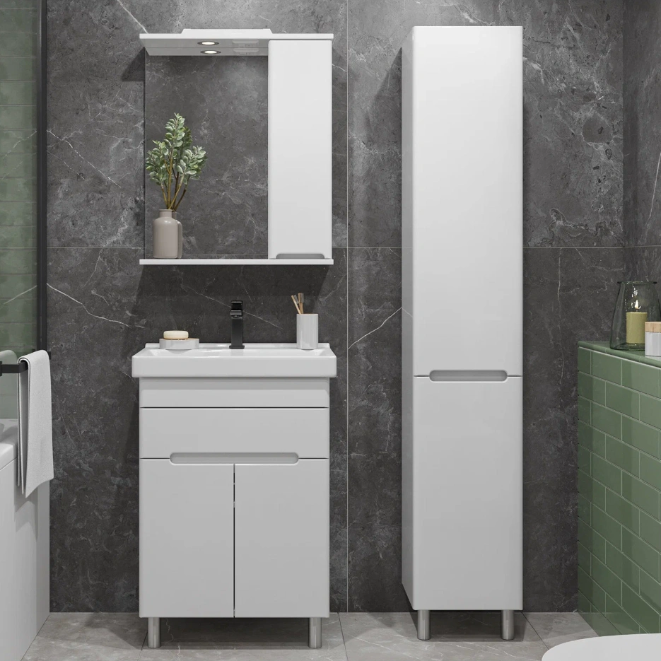 Тумба напольная SanStar Модена 60 с раковиной Фест 60, белая