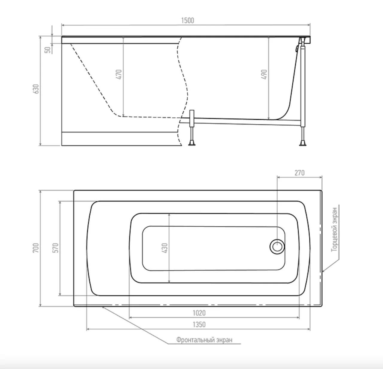 Ванна акриловая Alex Baitler Garda 150x70