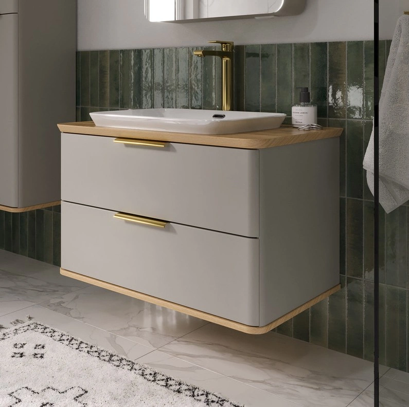 Тумба подвесная со столешницей EQUIL Desert 80 с раковиной (Е408D), амарок