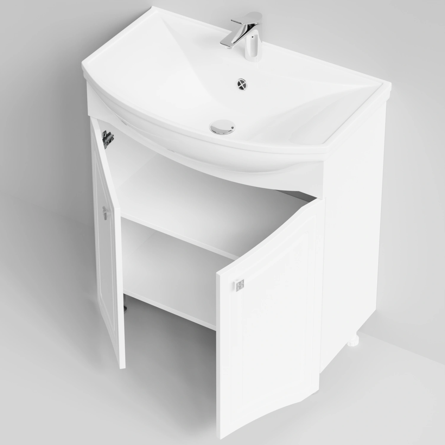 Тумба с раковиной Адам 75 напольная, белый глянец