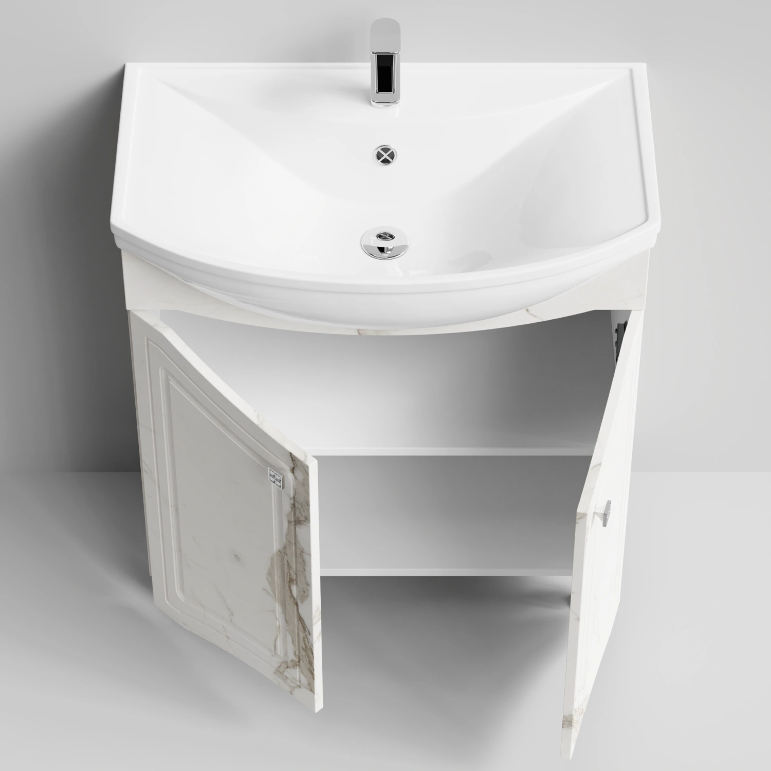 Тумба с раковиной Адам 75 напольная, Мрамор Белый натур милк