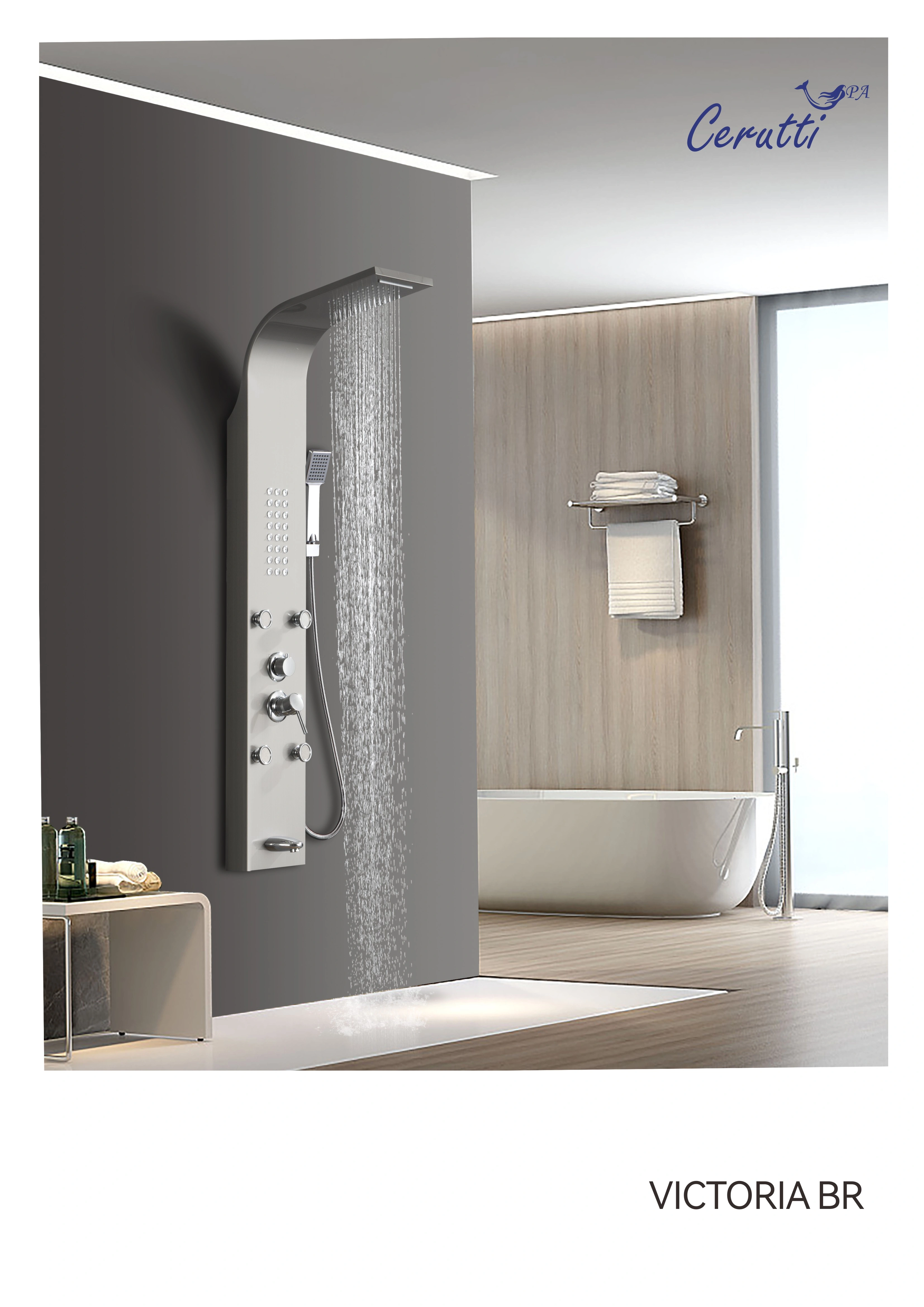 Душевая панель Ceruttispa VICTORIA BR CT9980 матовая нержавеющая сталь