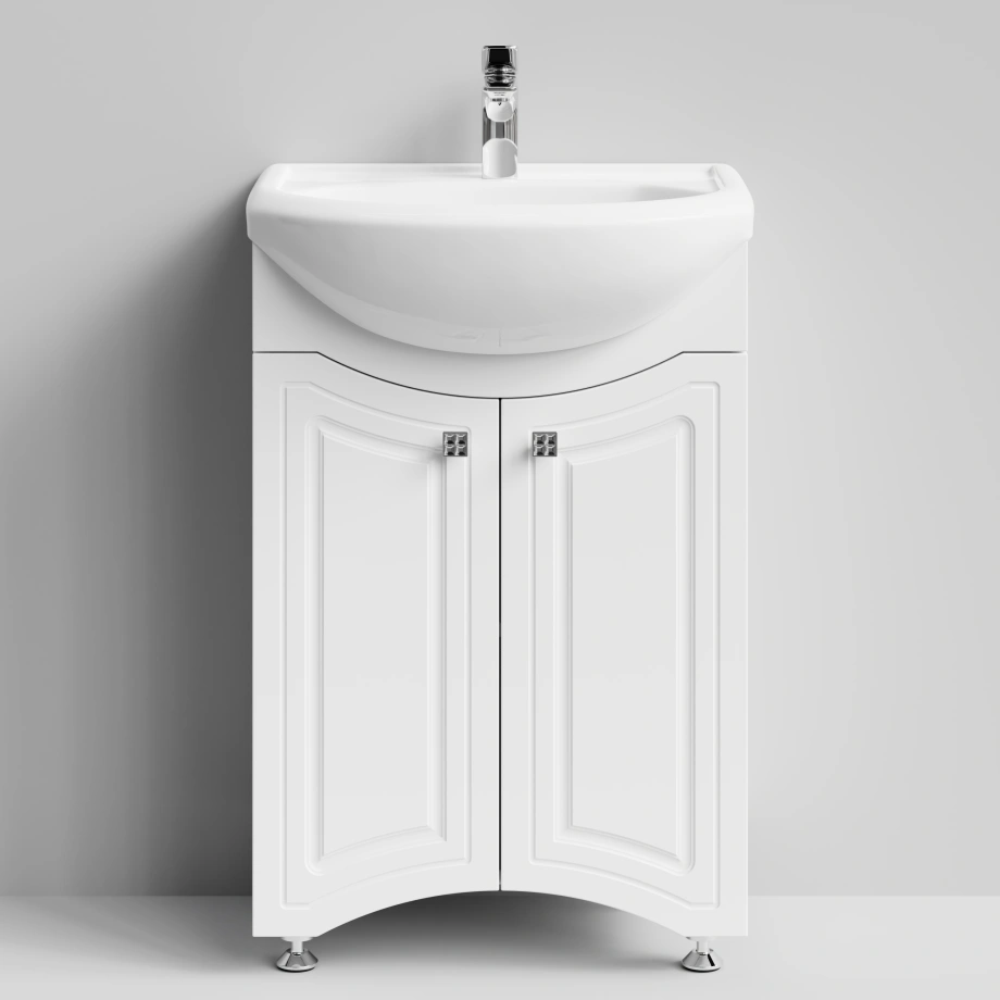 Тумба с раковиной Адам 55 напольная, белый глянец