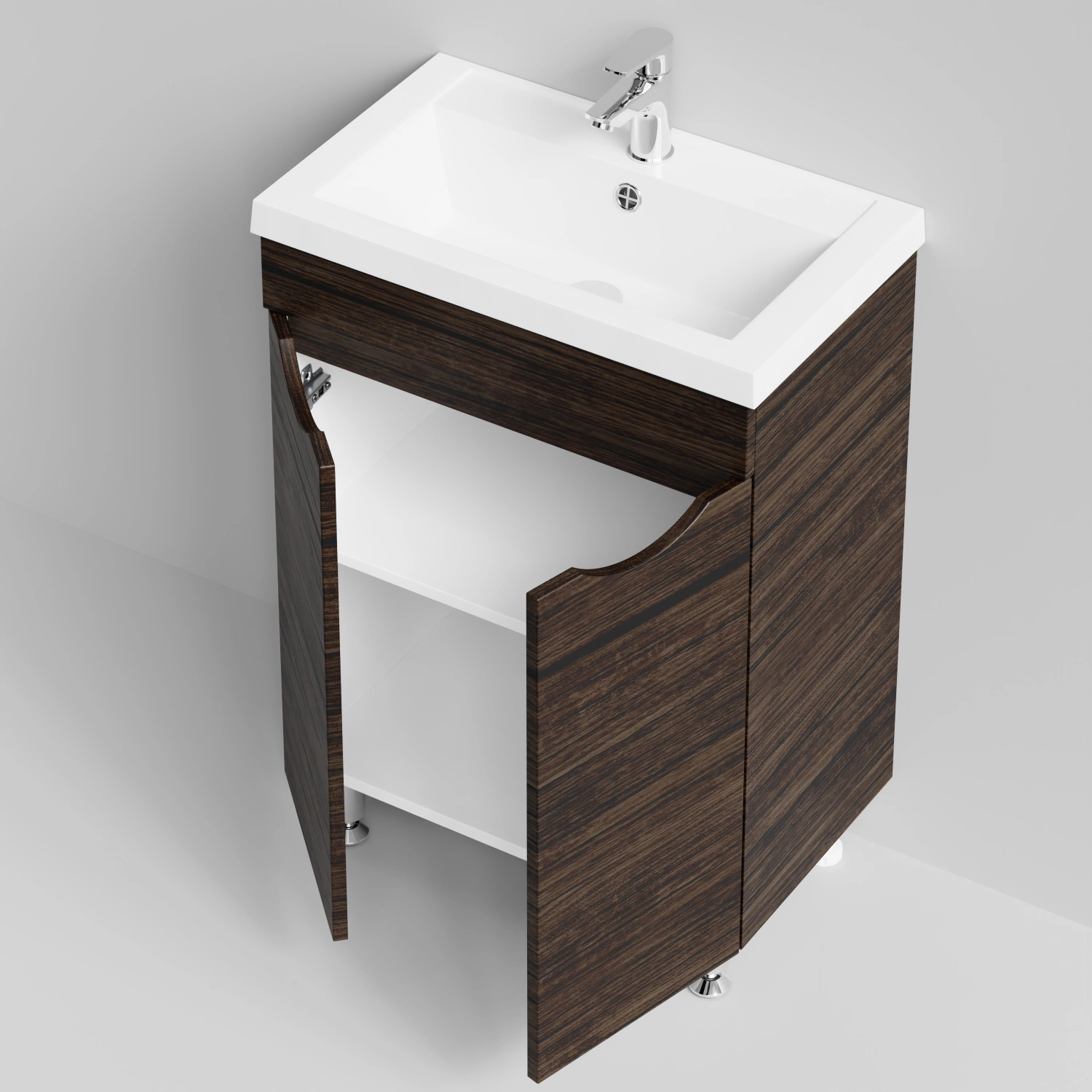 Тумба с раковиной Vod-ok Смайл 58 напольная, Палисандр