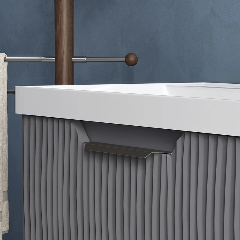 Тумба с раковиной EQUIL Mirage 80 подвесная, 1 ящик, графит софт