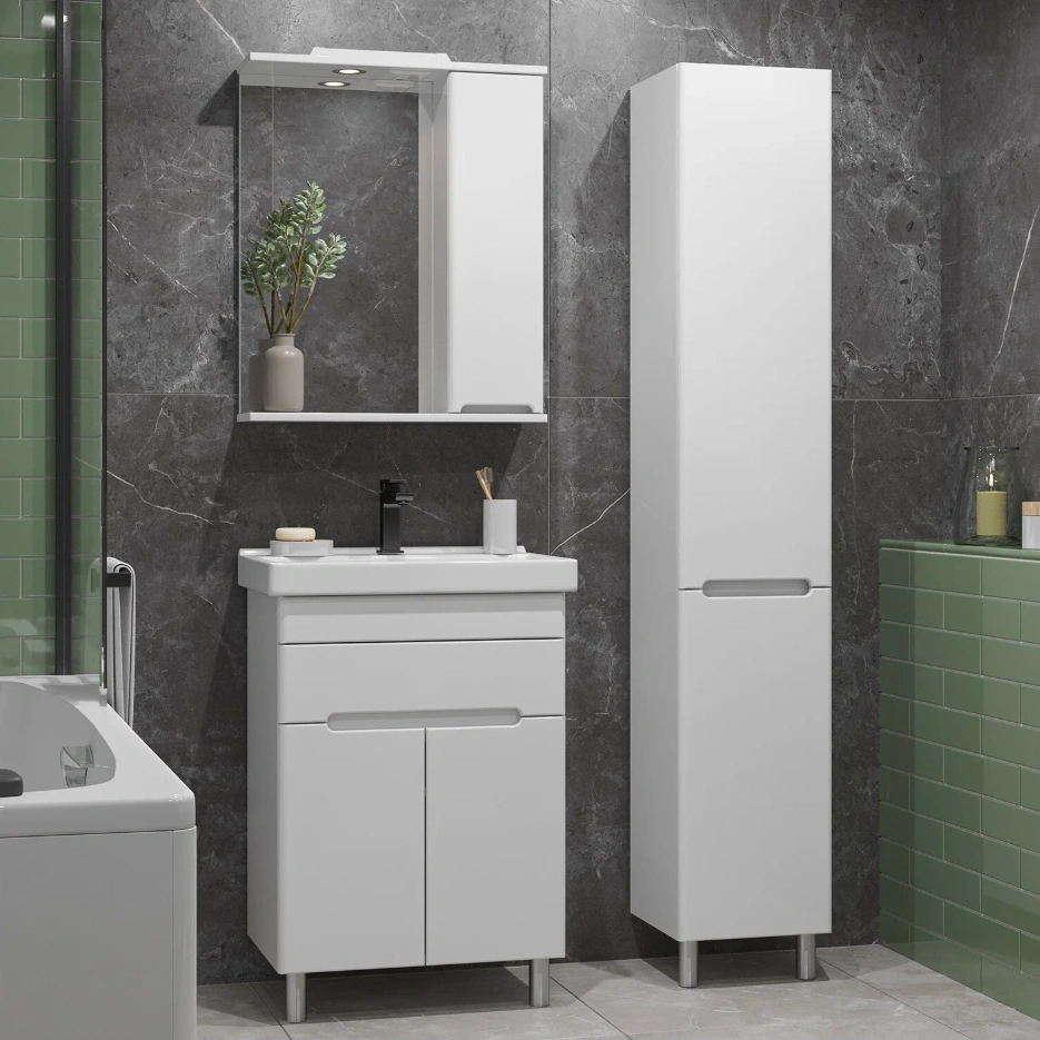 Тумба напольная SanStar Модена 60 с раковиной Фест 60, белая