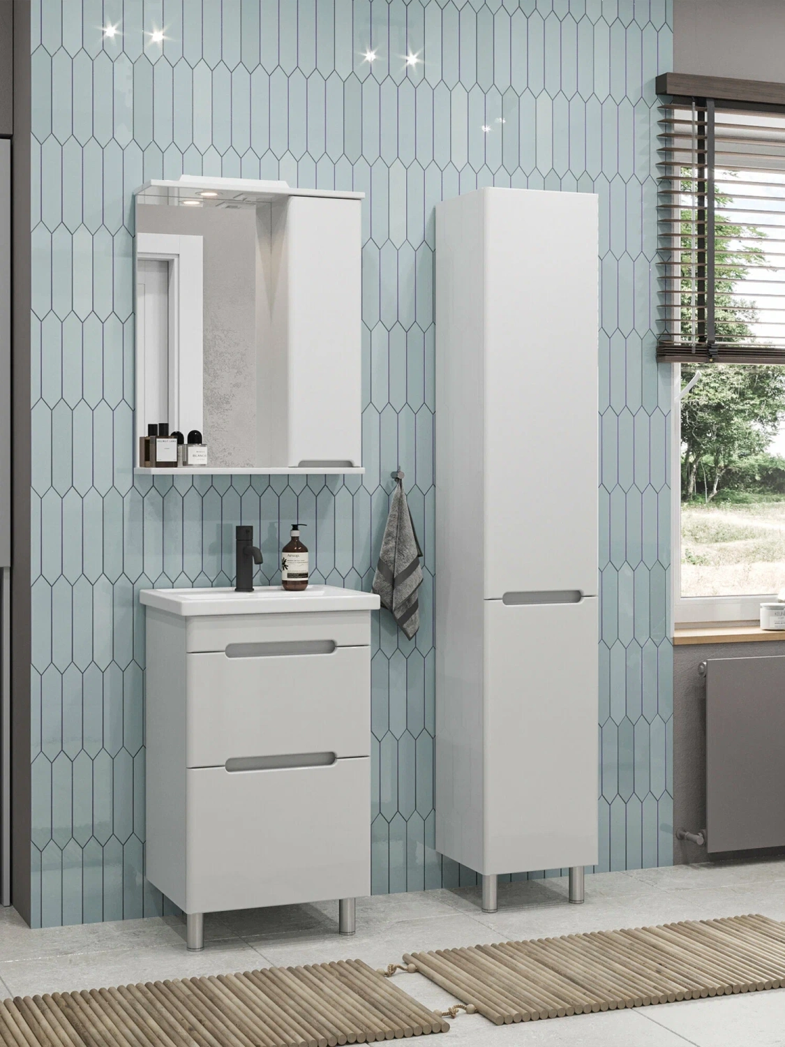 Тумба напольная SanStar Адель 50 с раковиной Moduo 50, белая