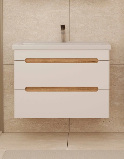 Тумба подвесная SanStar Diva 80 с раковиной Фест 80 белый, дуб вотан