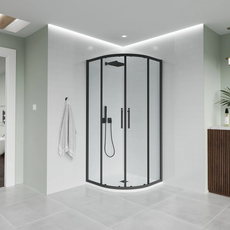 Душевой угол Veconi Evo 200 B, 1000х800x1950, черный матовый, прозрачное стекло