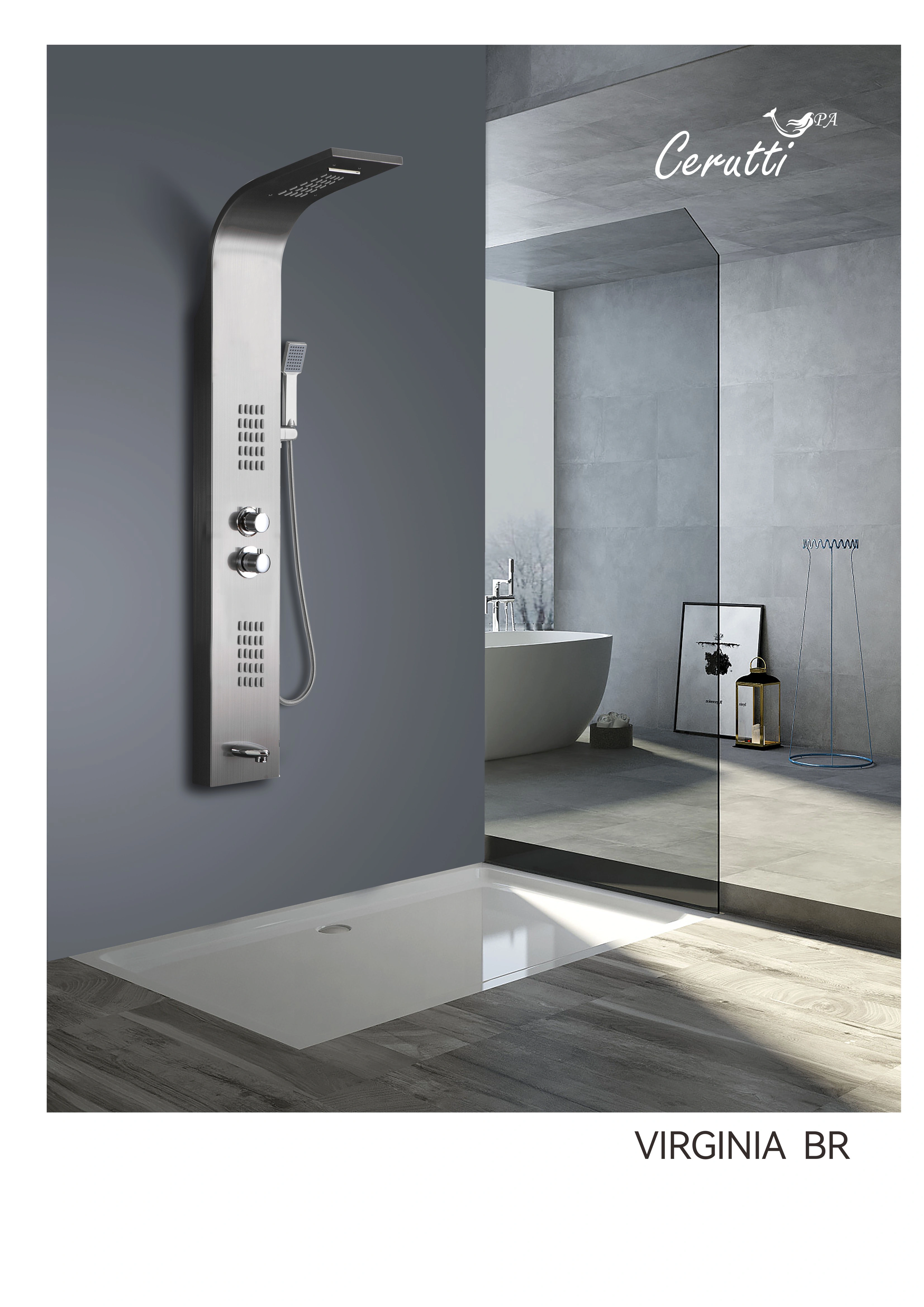 Душевая панель Ceruttispa VIRGINIA BR CT9983 матовая нержавеющая сталь