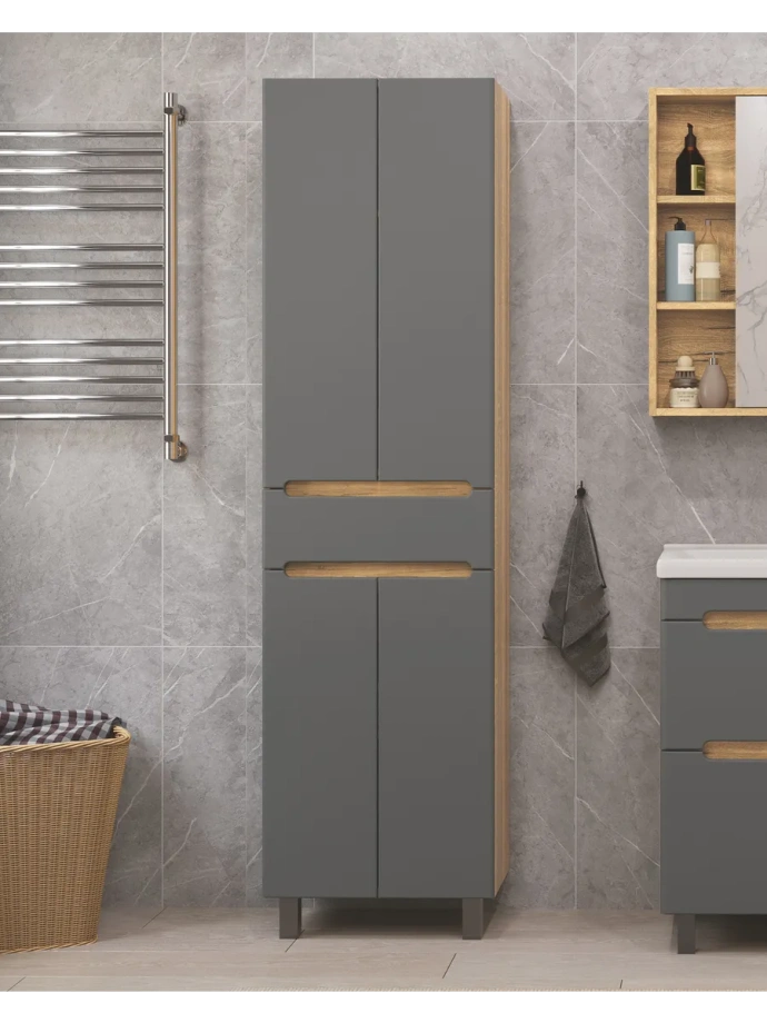 Пенал напольный/подвесной SanStar DIva/Graffa/Модена 50, дуб вотан, графит софт