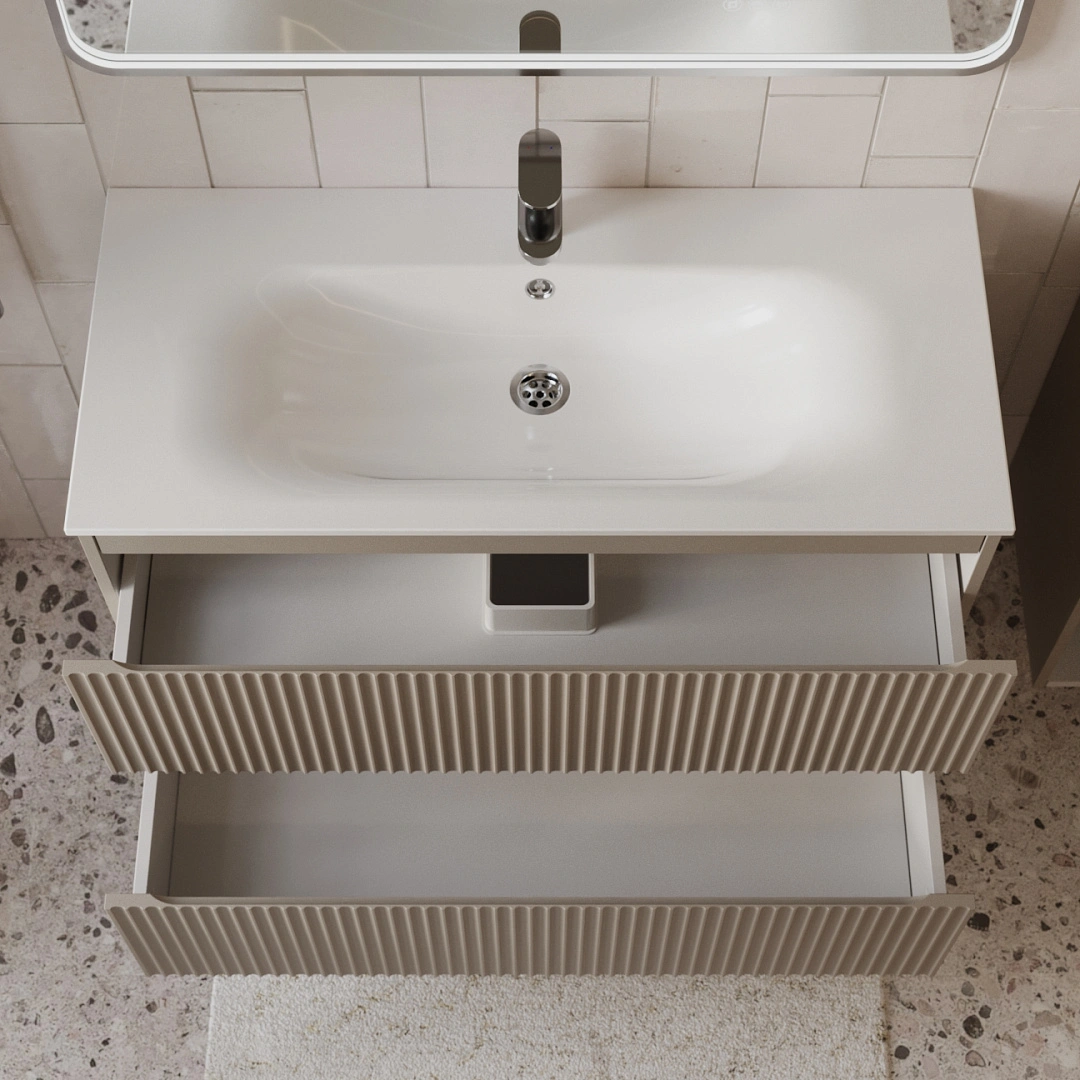 Тумба с раковиной подвесная (100 см) Terminus Sicilia SIC101002200501O, капучино